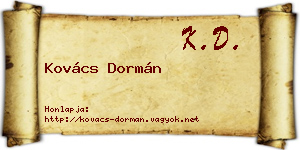 Kovács Dormán névjegykártya